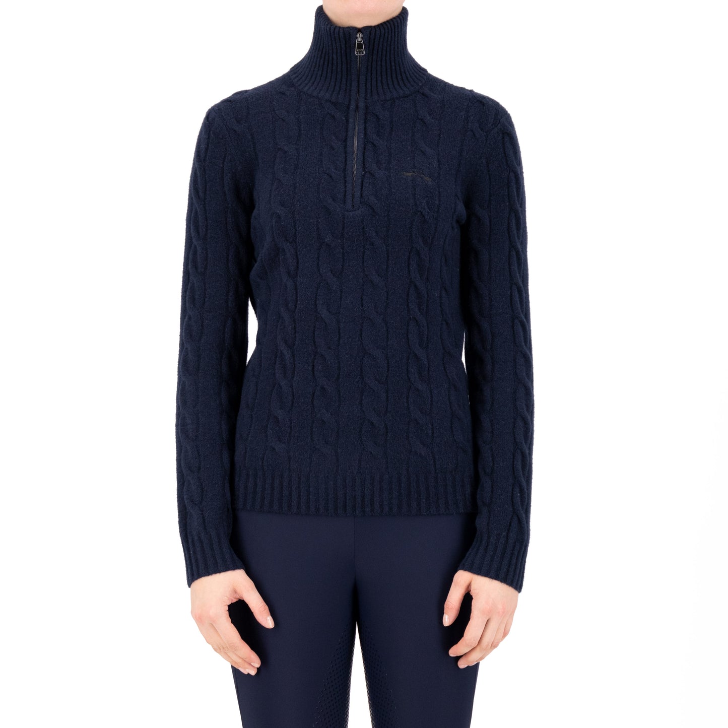 Pullover Dunya, stickad pullover med dragkedja, flera färger