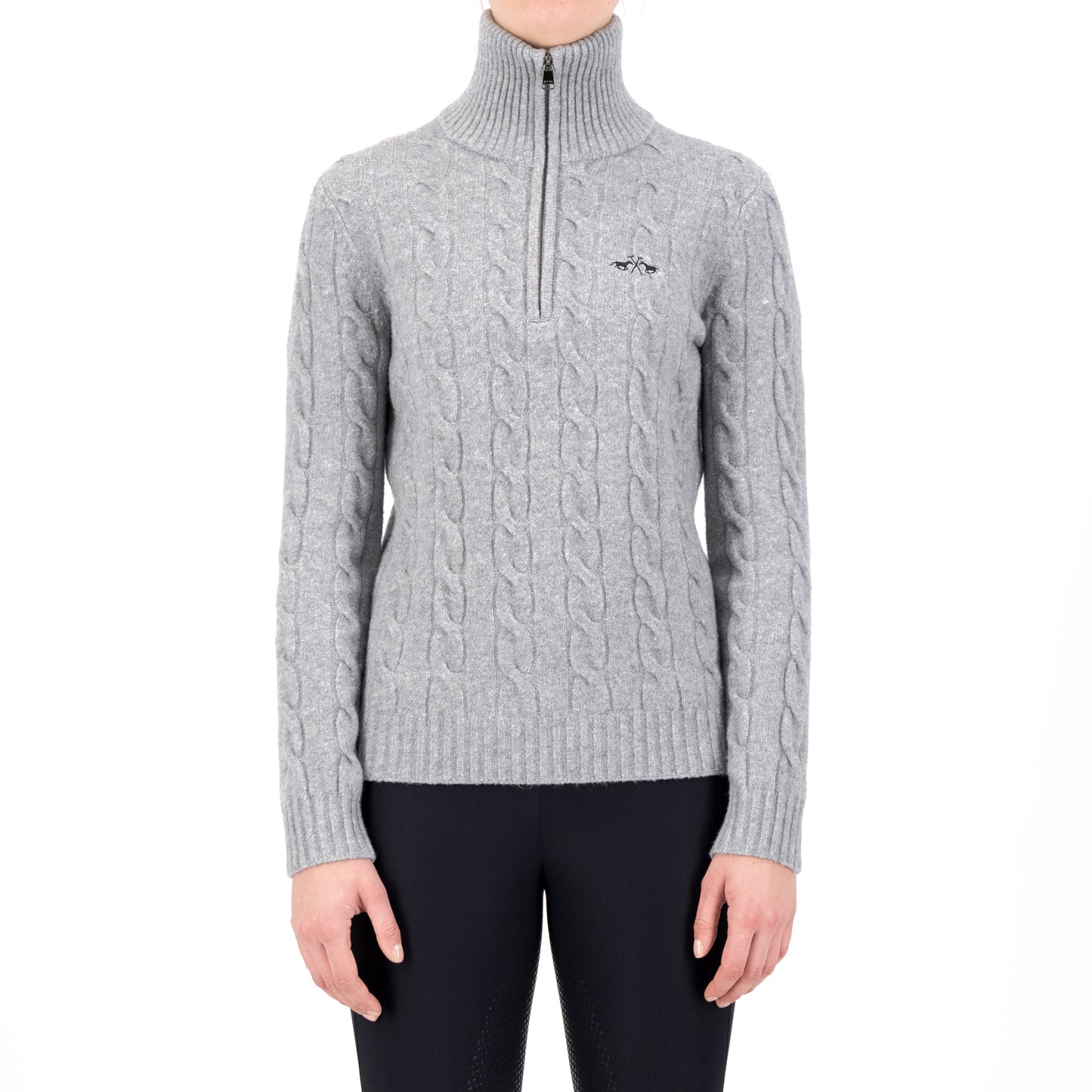 Pullover Dunya, stickad pullover med dragkedja, flera färger