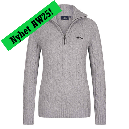 Pullover Dunya, stickad pullover med dragkedja, flera färger