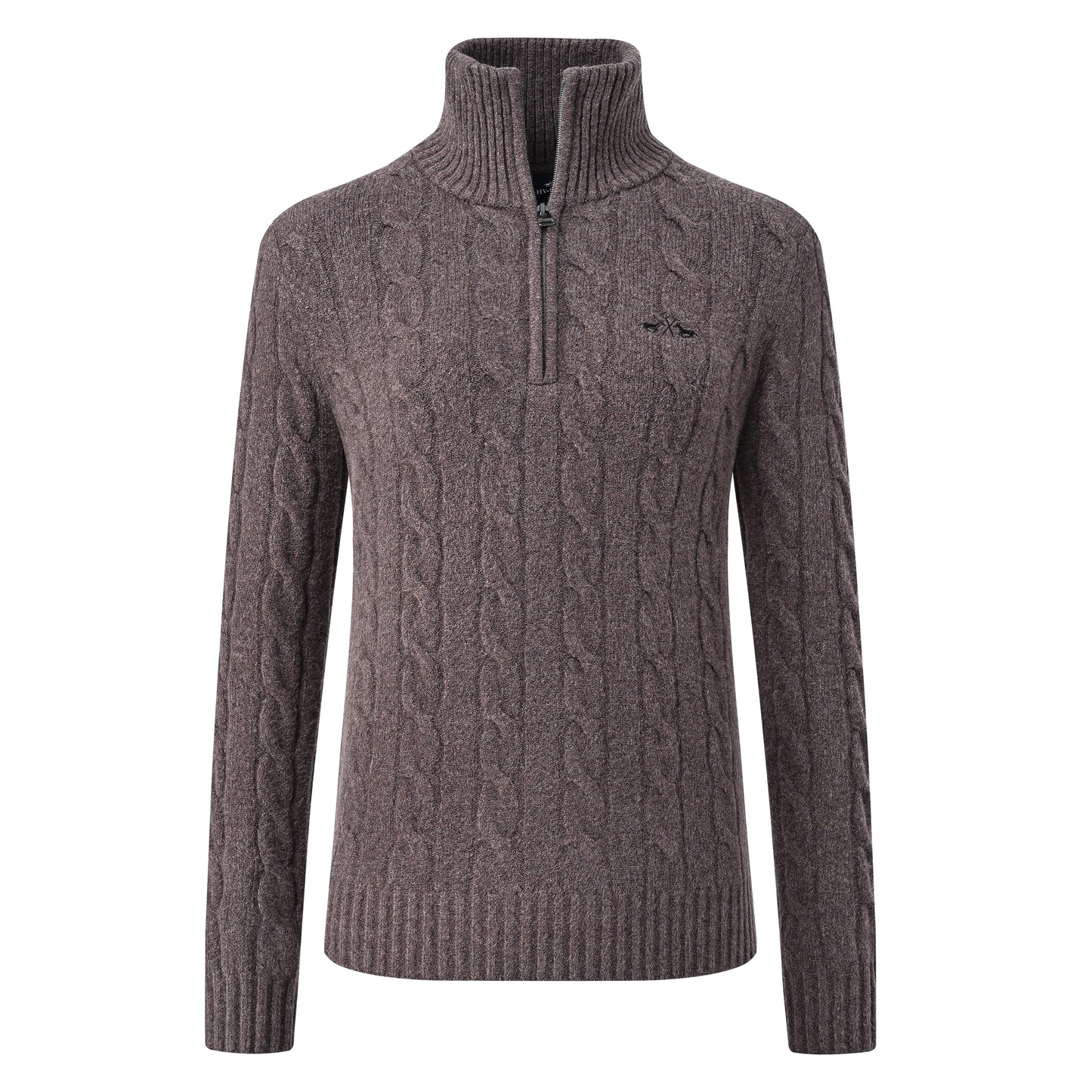 Pullover Dunya, stickad pullover med dragkedja, flera färger