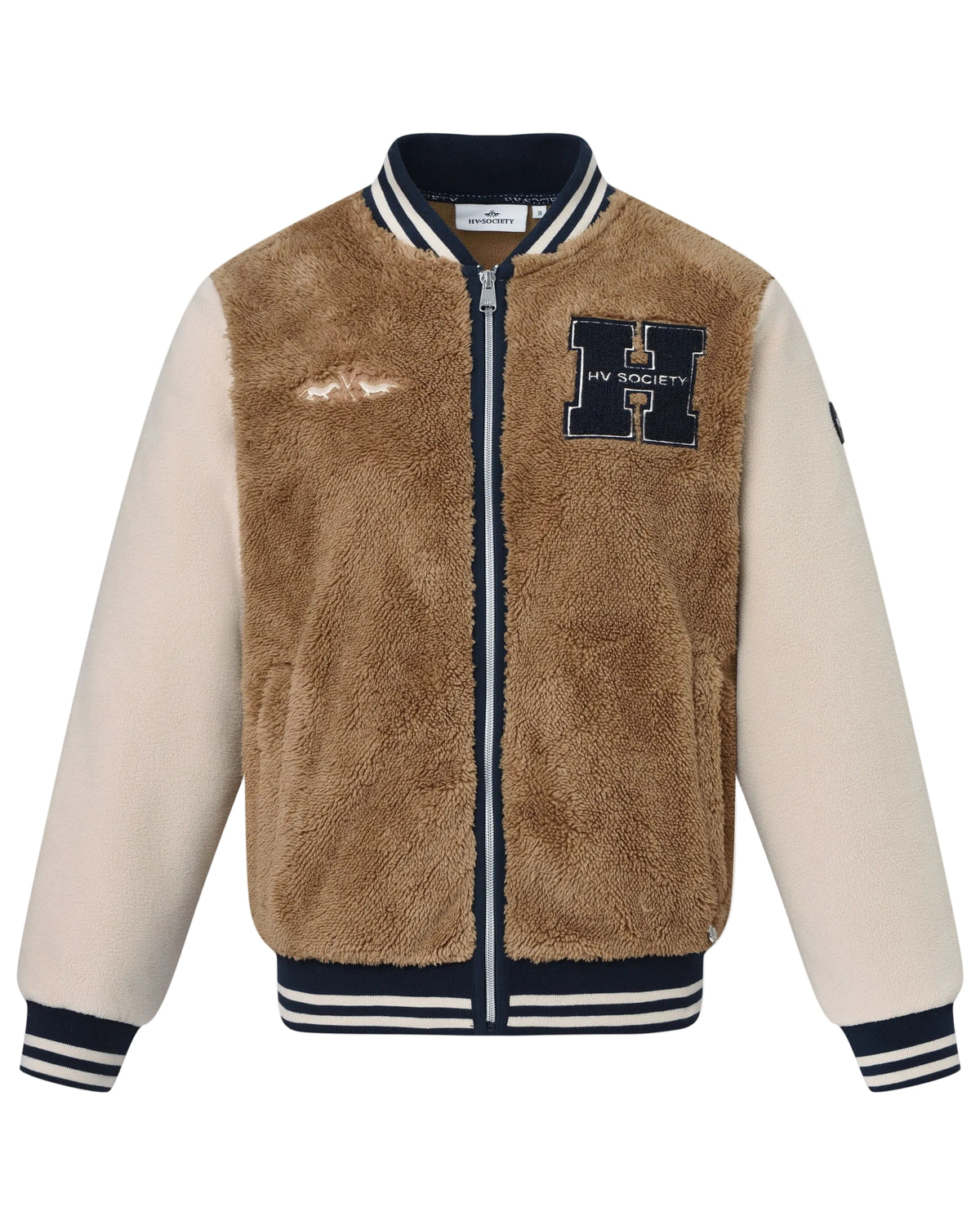 Cardigan Kiara, fleecejacka i varsity-stil