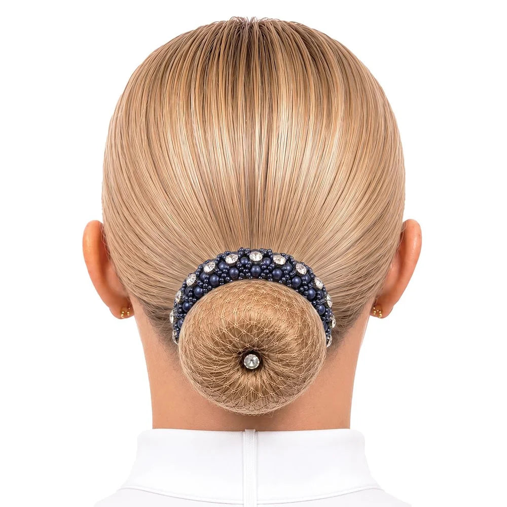 Beaded Crystal Bun Ring Scrunchie, hårsnodd för knut