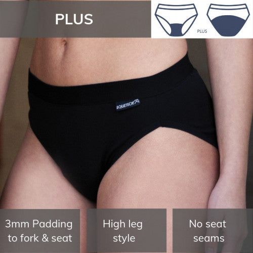 Bikini Brief Plus, underkläder för ryttare med dubbel padding, flera färger