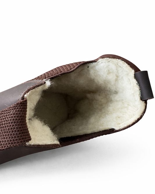 Bento Jodhpur, brun demo läder ridsko med ullfoder