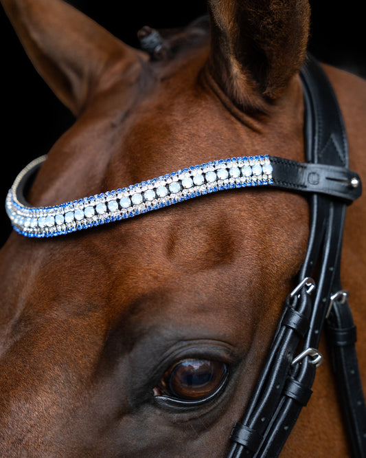 Browband Maxima, läderpannband med Rhinestones