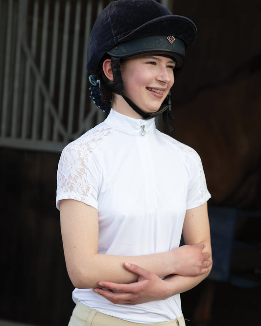 Junior Mia Competition Shirt, tävlingstopp med spets