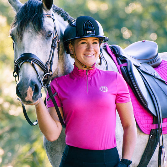 Tech Polo Rosa, ridtop med stående krage