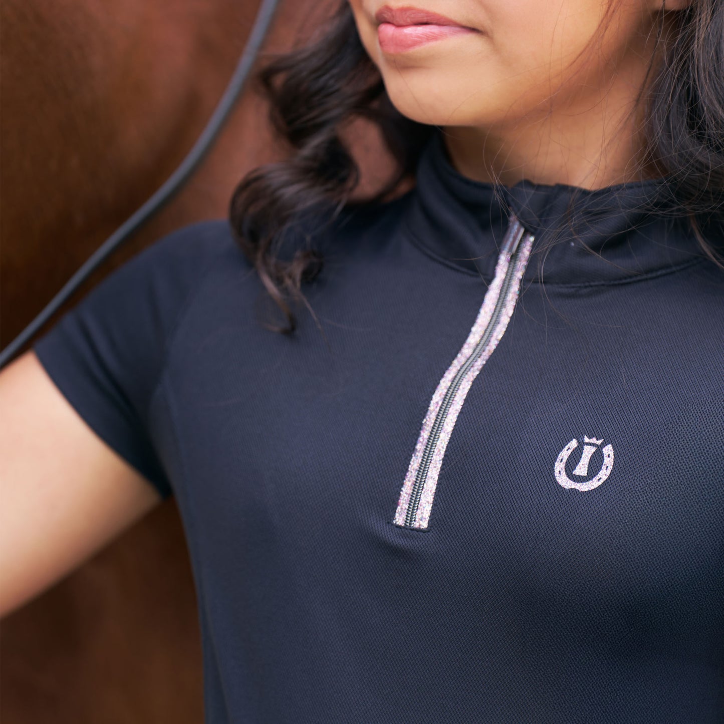 Imperial Riding Kids Top Arly, t-shirt med glittrig dragkedja
