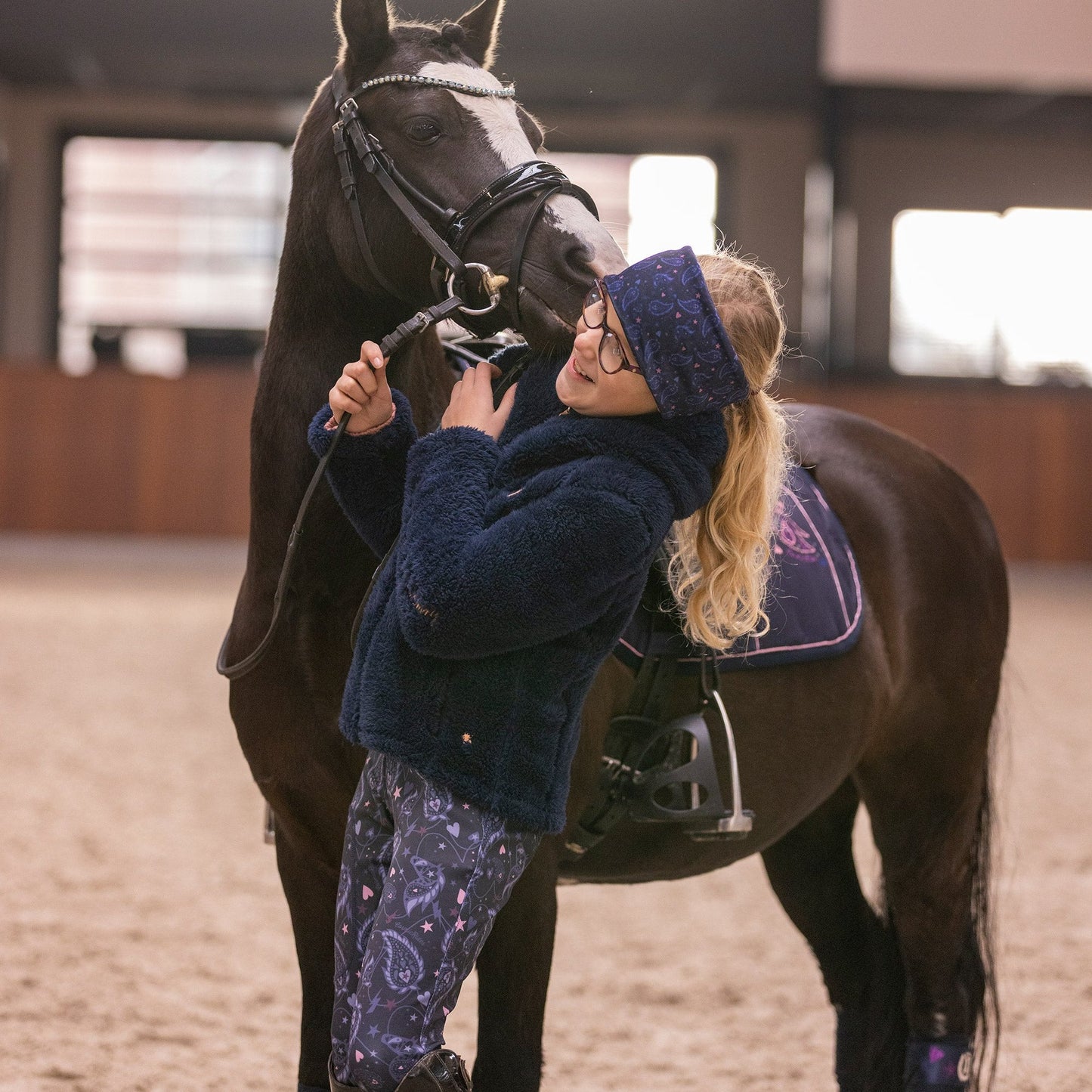 Riding Tights Cosmic Sparkle, mönstrade helskodda ridtights för barn