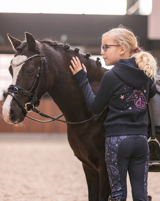 Riding Tights Cosmic Sparkle, mönstrade helskodda ridtights för barn