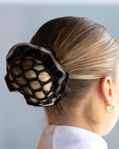 Satin Deluxe Crystal Hair Scrunchie, sammetstofs kristaller