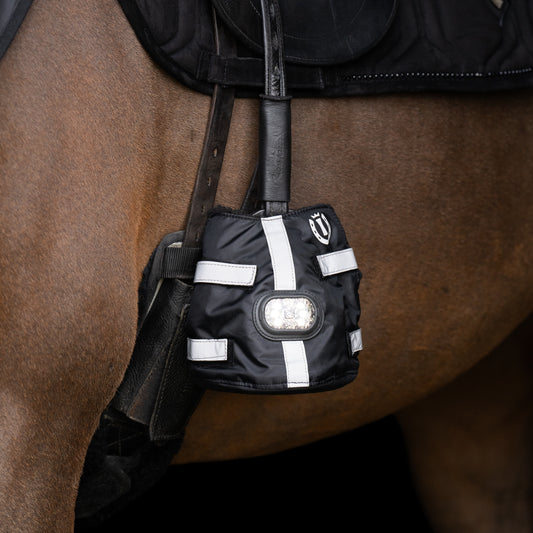 Stirrup toe warmer Luminous, reflekterande tåvärmare med LED-ljus