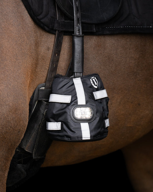 Stirrup toe warmer Luminous, reflekterande tåvärmare med LED-ljus