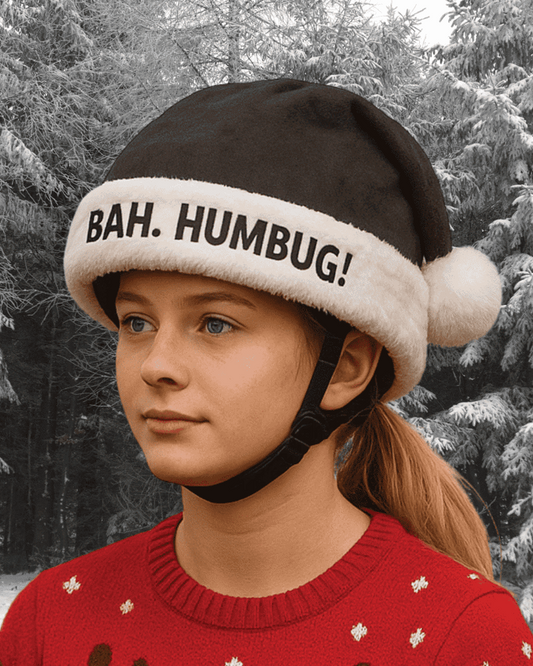 Bah Humbug Christmas Hat Silk, hjälmöverdrag svart luva