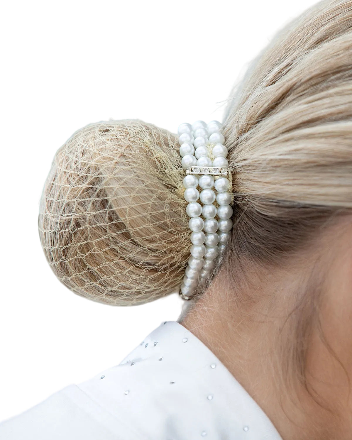 Triple Pearl Bun Ring Scrunchie, pärlsmycke för din hårknut