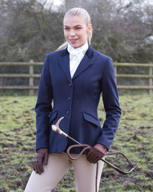 Equetech traditionell ridkavaj italienskt Melton ull med sammetskrage och ficklock tävlingskavaj hopp dressyr