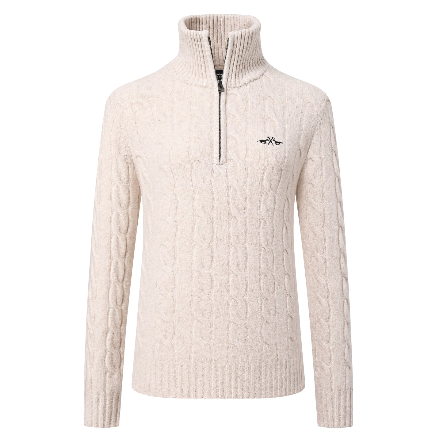 Pullover Dunya, stickad pullover med dragkedja, flera färger
