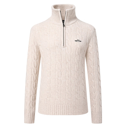 Pullover Dunya, stickad pullover med dragkedja, flera färger