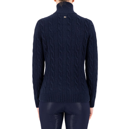 Pullover Dunya, stickad pullover med dragkedja, flera färger