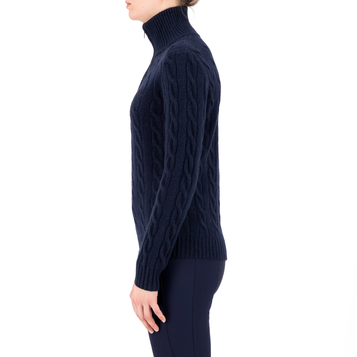 Pullover Dunya, stickad pullover med dragkedja, flera färger