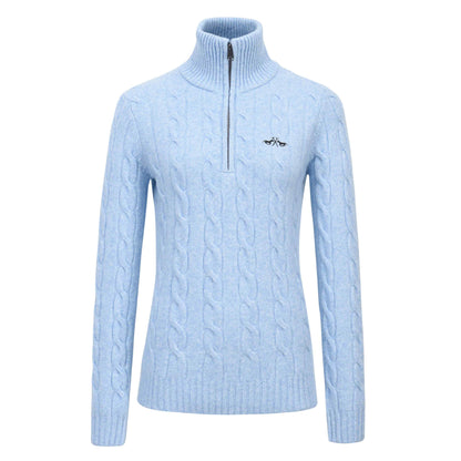 Pullover Dunya, stickad pullover med dragkedja, flera färger