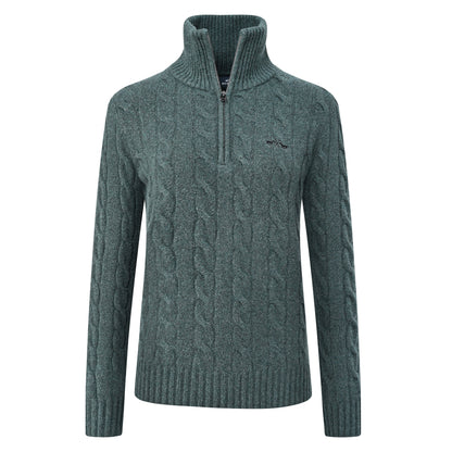 Pullover Dunya, stickad pullover med dragkedja, flera färger
