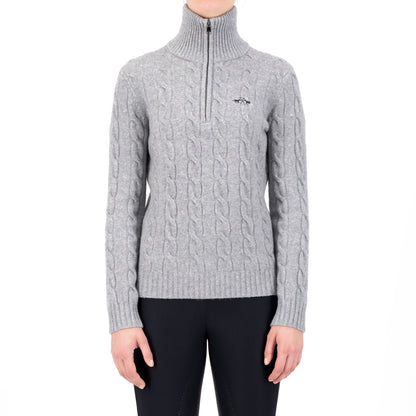 Pullover Dunya, stickad pullover med dragkedja, flera färger