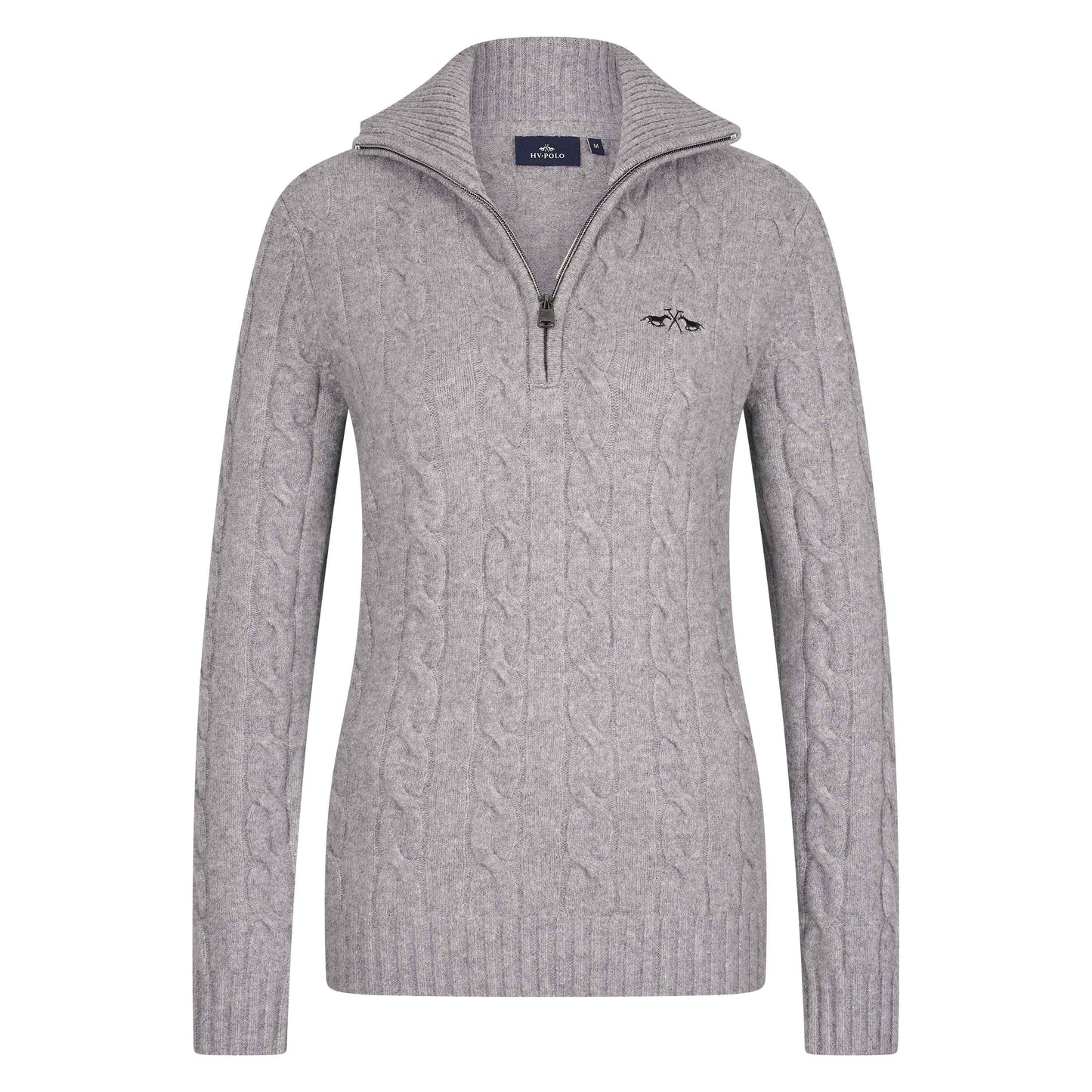 Pullover Dunya, stickad pullover med dragkedja, flera färger