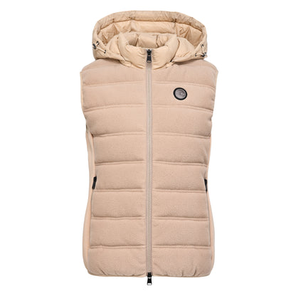 Bodywarmer Fiona, vindtålig skön tygväst med avtagbar luva, flera färger