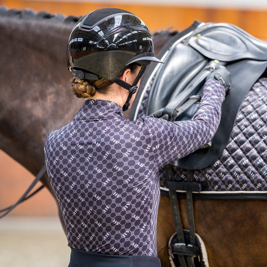 Top Peggy, långärmad mönstrad ridtopp i flera färger