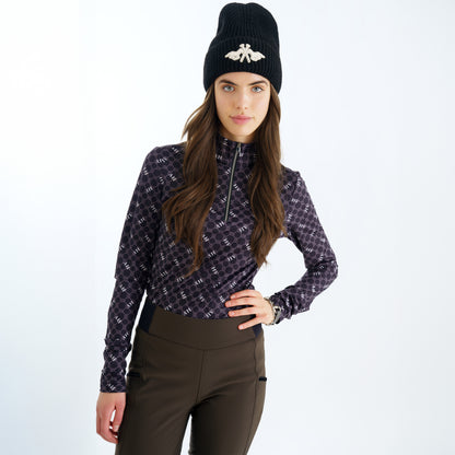 Top Peggy, långärmad mönstrad ridtopp i flera färger