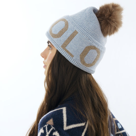 Beanie Abbie, fin stickad mössa med pom pom, flera färger