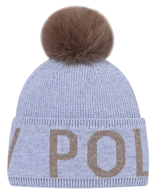 Beanie Abbie, stickad mössa med pom pom