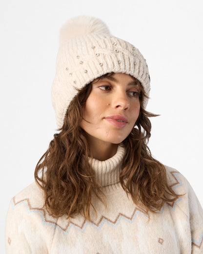 Beanie Nova, stickad avtagbar fuskpälstofs