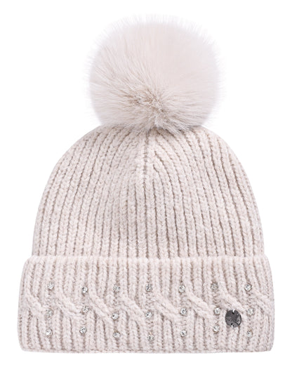 Beanie Nova, stickad avtagbar fuskpälstofs