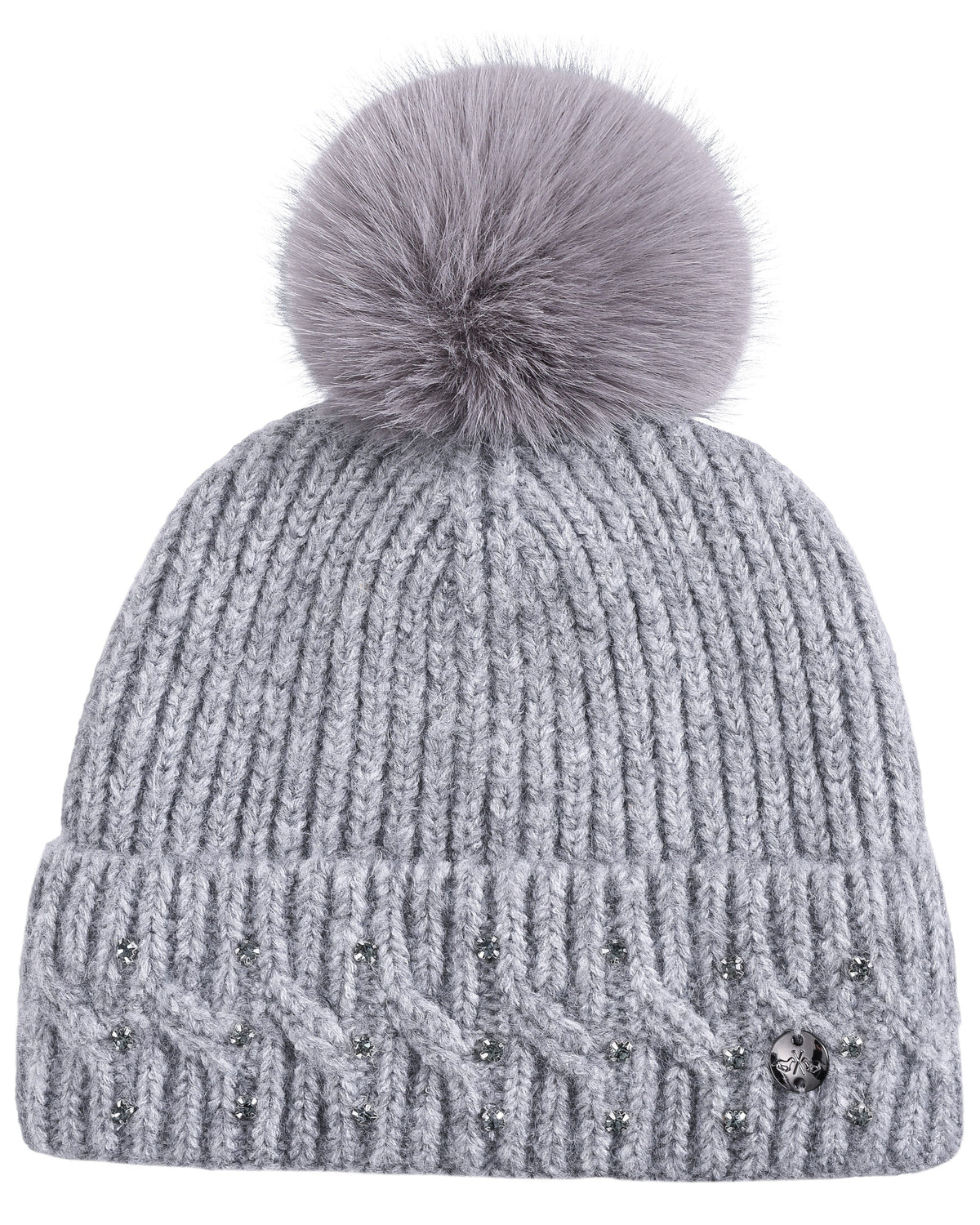 Beanie Nova, stickad avtagbar fuskpälstofs