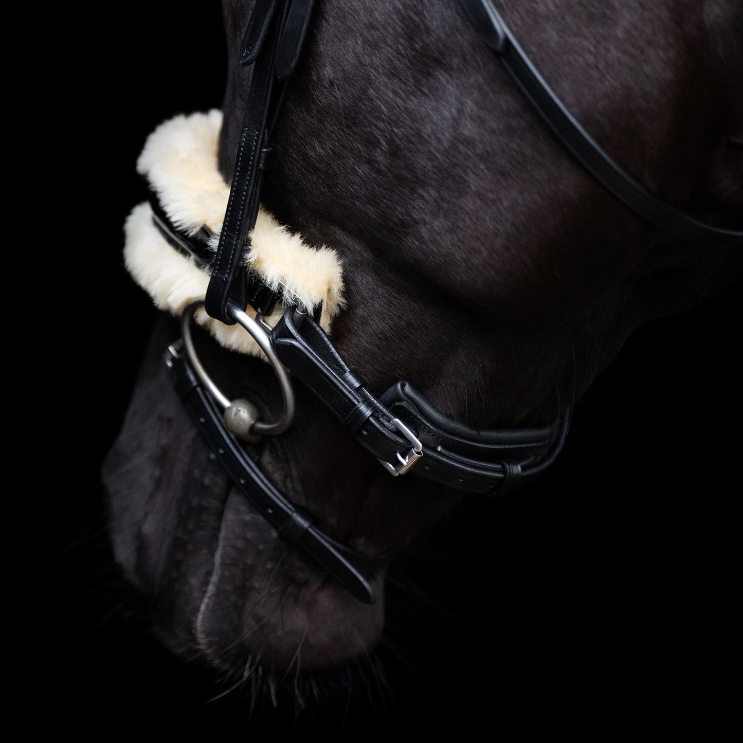 Bridle Kate, läderträns med strass och fuskpäls