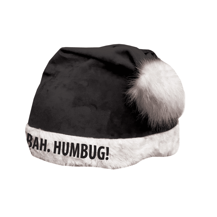 Bah Humbug Christmas Hat Silk, hjälmöverdrag svart luva