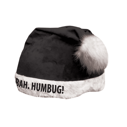 Bah Humbug Christmas Hat Silk, hjälmöverdrag svart luva