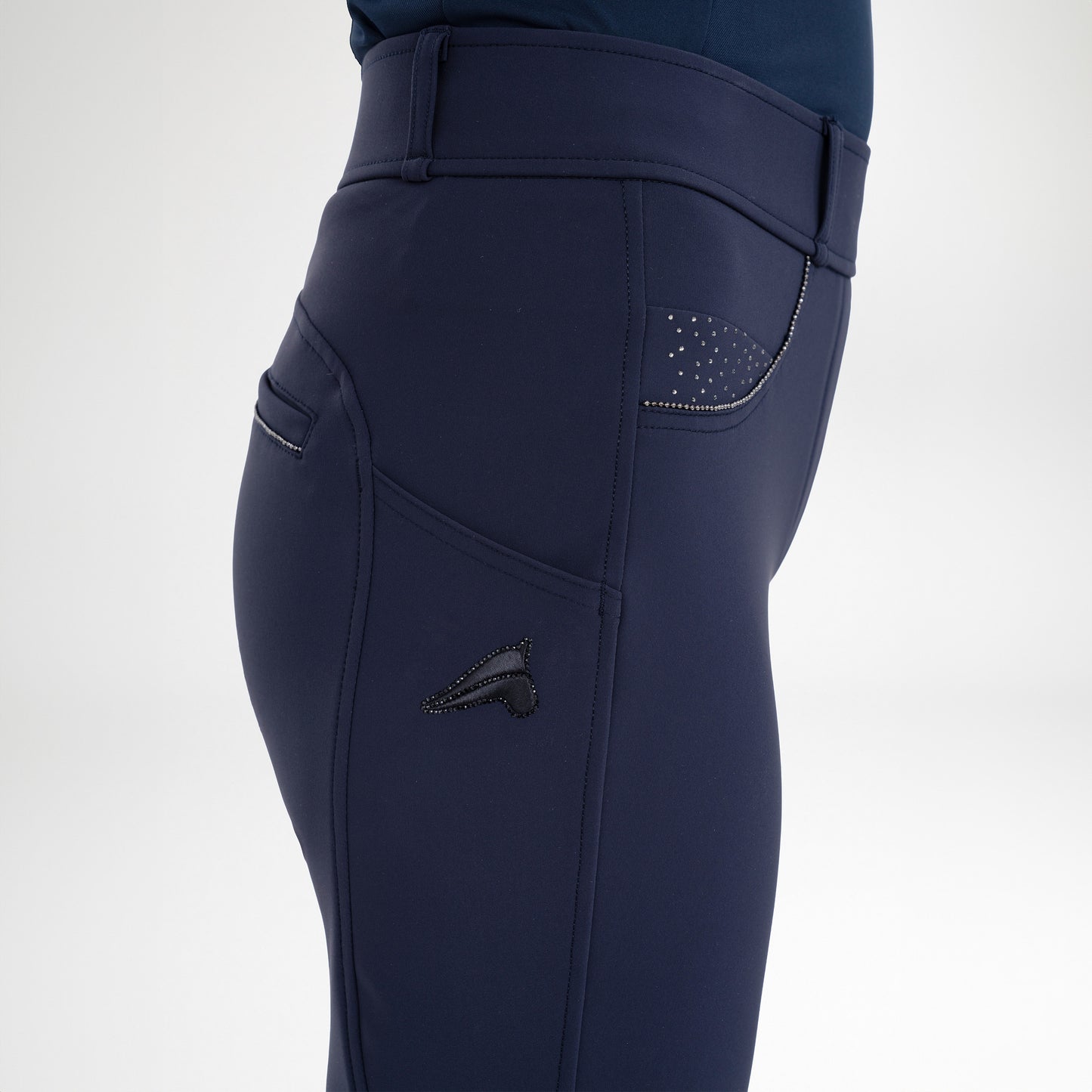 Riding Tights Maxi FullGrip, helskodda strassdetaljer