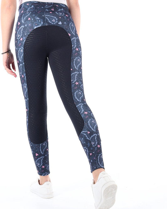 Riding Tights Cosmic Sparkle, mönstrade helskodda ridtights för barn