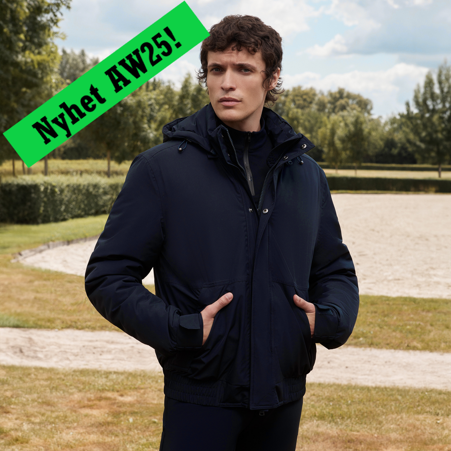 Mens Bomber Jacket Camden, varm vattentät ridjacka med luva herr