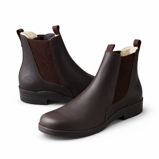Bento Jodhpur, brun demo läder ridsko med ullfoder