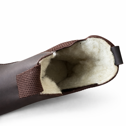 Bento Jodhpur, brun demo läder ridsko med ullfoder