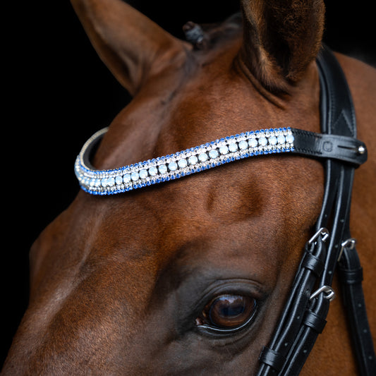 Browband Maxima, läderpannband med Rhinestones, flera färger