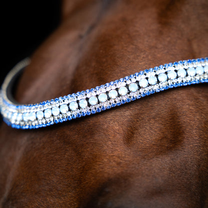 Browband Maxima, läderpannband med Rhinestones, flera färger