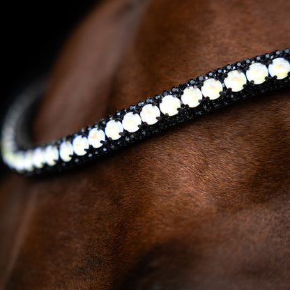 Browband Maxima, läderpannband med Rhinestones, flera färger