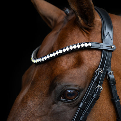 Browband Maxima, läderpannband med Rhinestones, flera färger