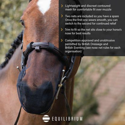 Net Relief Muzzle Net, nosnät effektivt mot så kallad ”headshaking", 2-pack