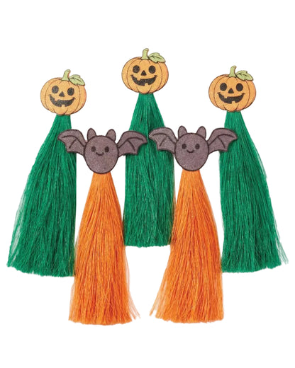 Halloween Pumpkins & Bats Mane Tassels, mantofsar